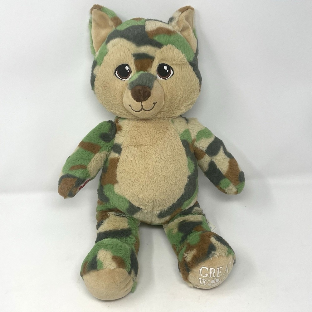 Build A Bear Great Wolf Lodge Camo Wolf 17" Plush Camouflage Woodsy Rare BAB